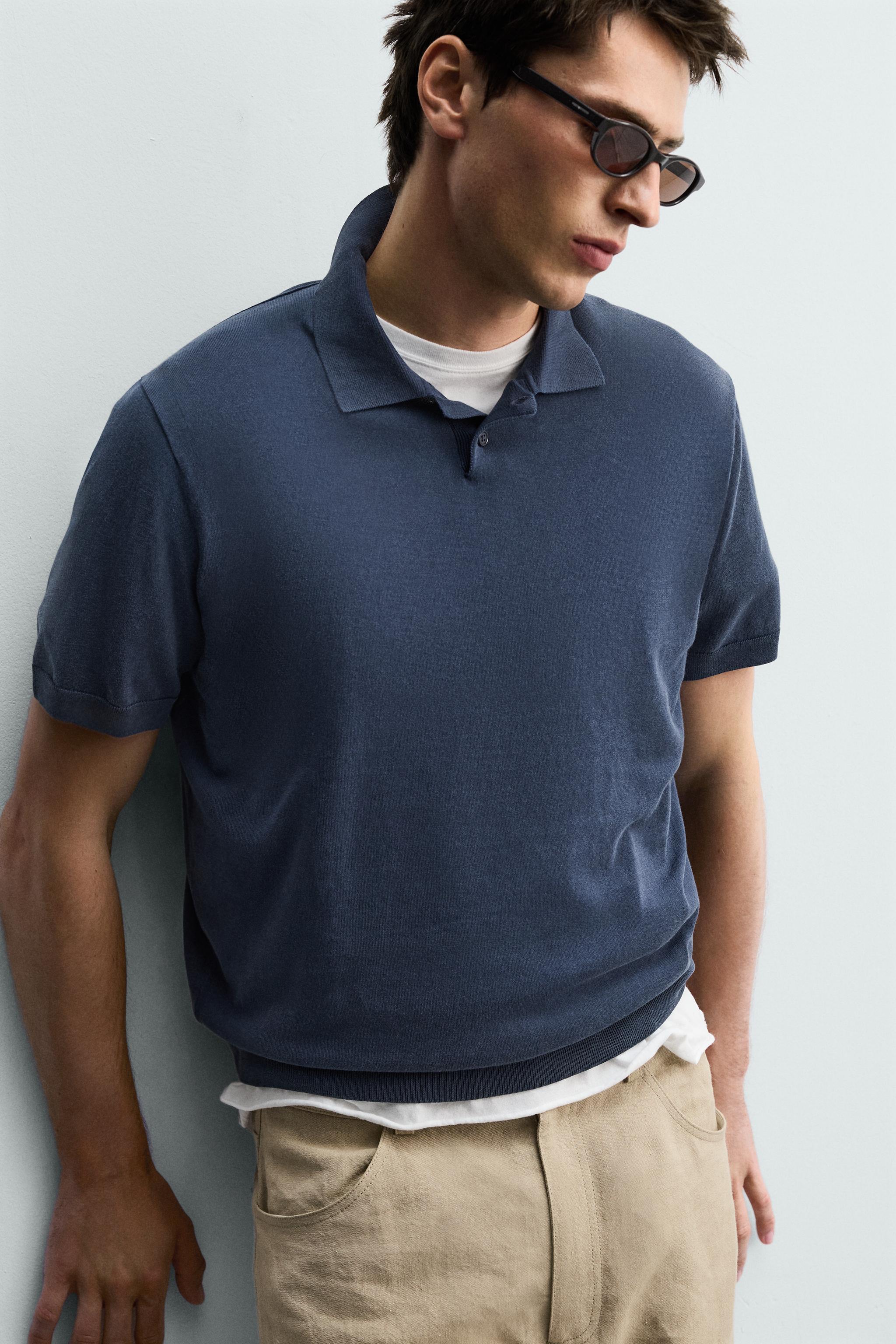 POLO EN MAILLE STRUCTURÉE DÉLAVÉE
